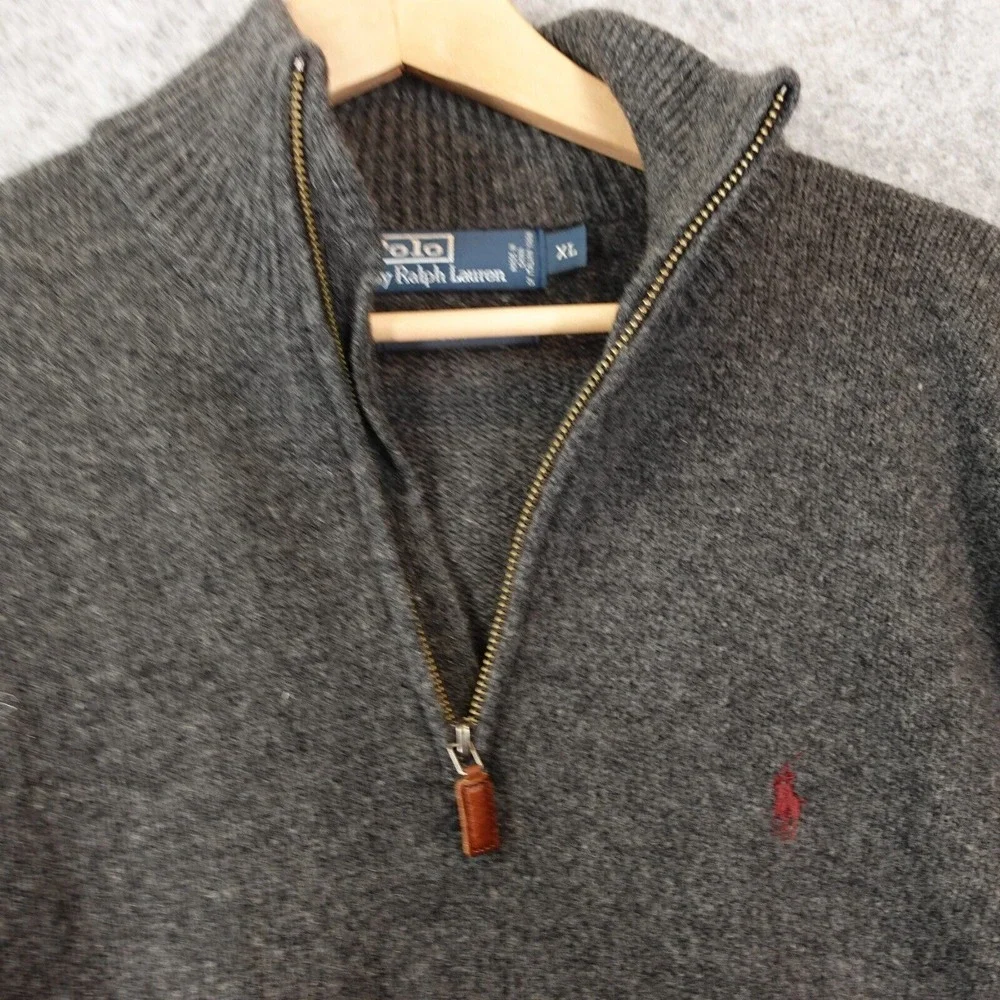 Vintage 90s POLO RALPH‎ LAUREN Sweater Mens L Heather High Neck Wool Quarter Zip